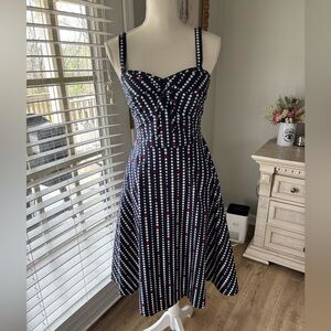 Retrospec’d navy and white polka dot 1950s vintage inspired dress size 4 EUC